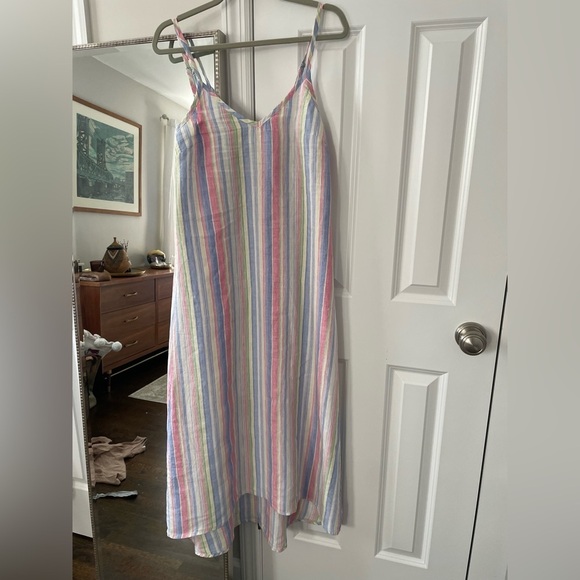 C&C California Maxi Linen Multicolor Stripe Dress - Picture 6 of 10